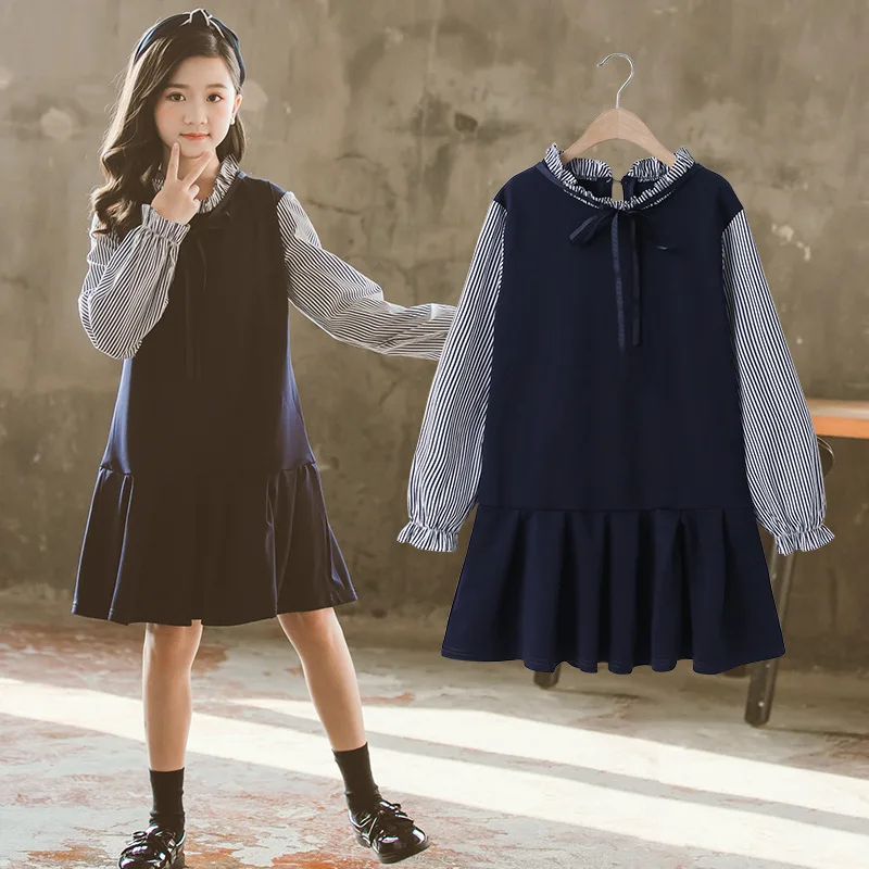 

4 5 6 7 8 9 10 11 12 14 Year Old Girls Spring Autumn Dress With Crown Long Sleeve Children Clothing Casual Teenagers Baby Wear