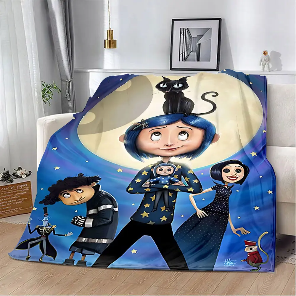 Анимационное одеяло Coraline с принтом одеяла для пикника теплое мягкое и удобное