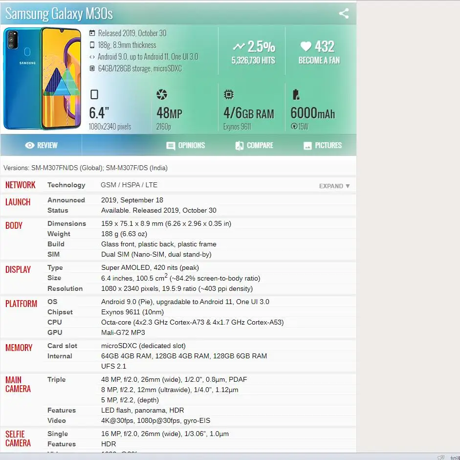 6 4-дюймовый ЖК-дисплей для M30S 2019 Samsung M307 M307F сменный преобразователь сенсорного