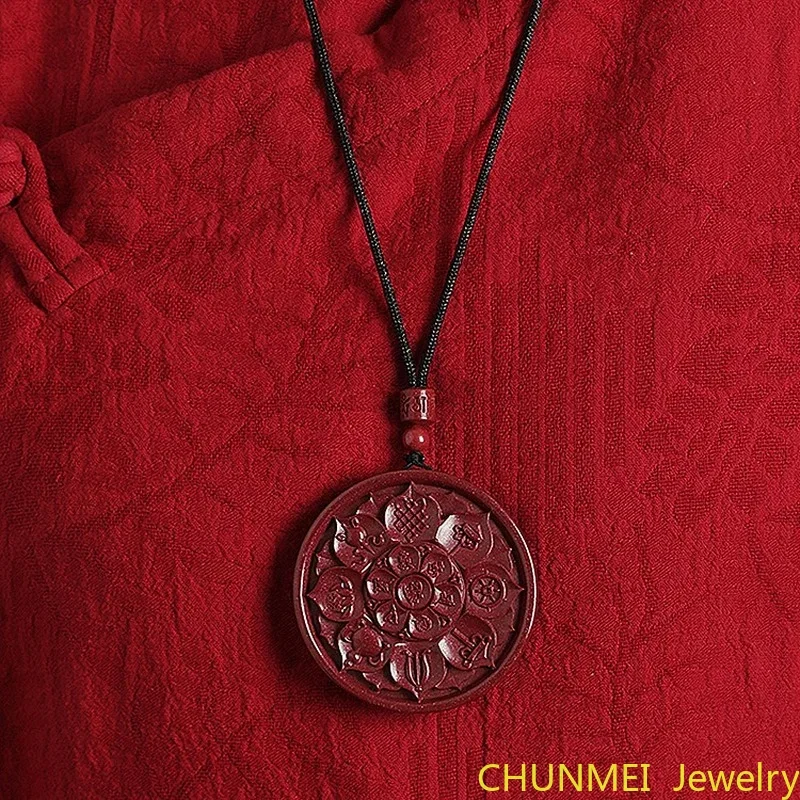 2022 подвеска в виде минерального цветка Cinnabar буддизм Гуаньинь с шестью символами