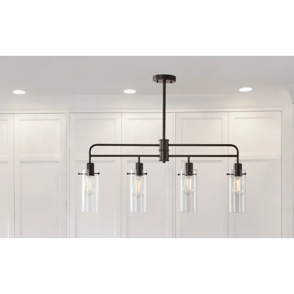 

Industrial 4-Light Island Pendant Light，Dimmable，34.65 X 3.74 X 27.24 Inches