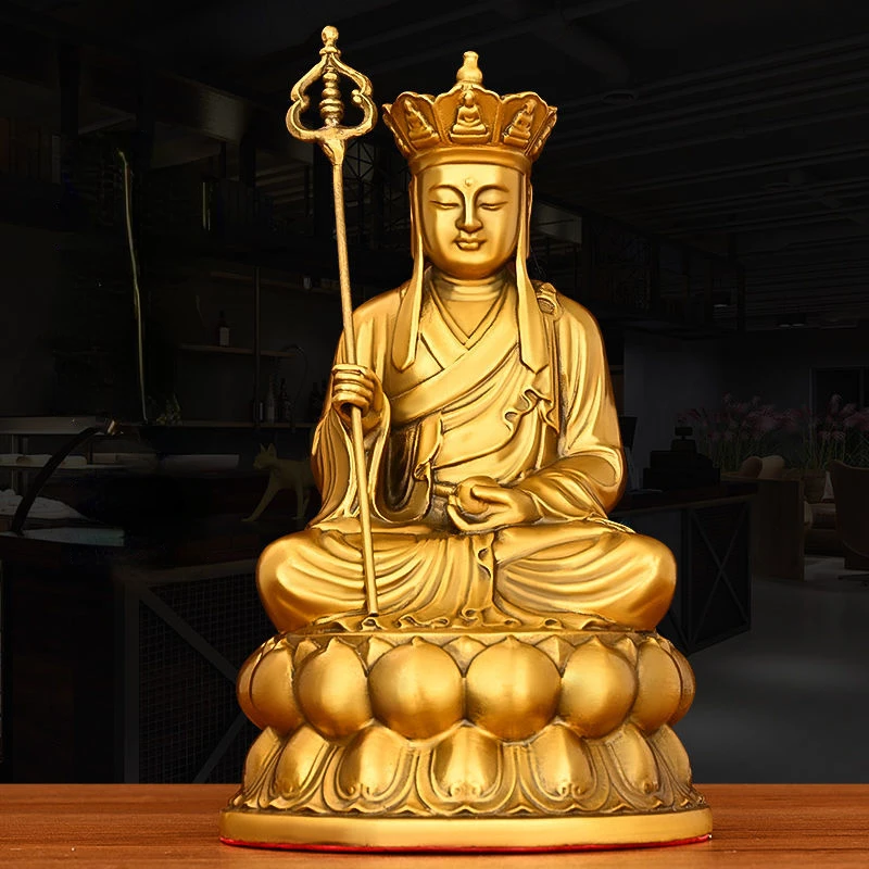 

Pure Copper Earth Store King Ornaments Lotus Earth Store Bodhisattva Bronze Statue Home Living Room Office Sculptures