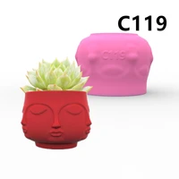 beauty face shadow succulent flower pot ashtray pen holder silicone mold making home decoration with epoxy plaster cement hand