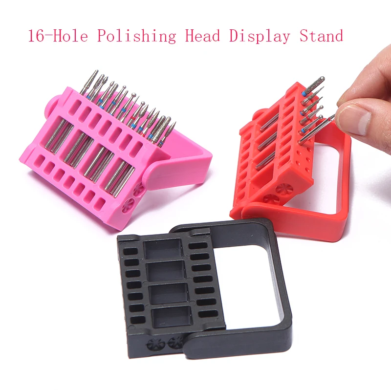 

16-Hole Polishing Head Display Stand Portable Holder Nail Drill Holder Display Storage Box Storage Nail Drill Container Manicure
