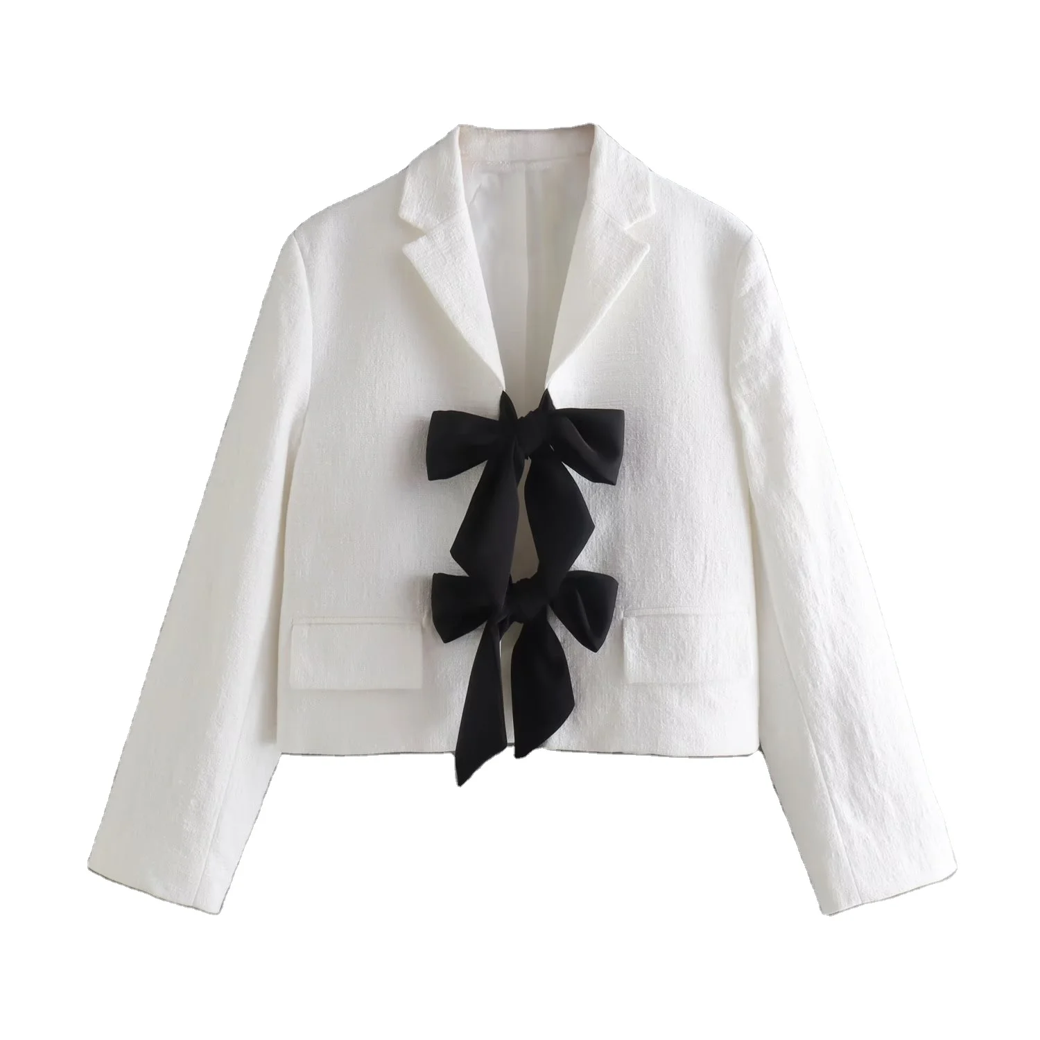 

BM&MD&ZA2022 autumn new product small fragrance contrast color bow short suit jacket female 8236/587
