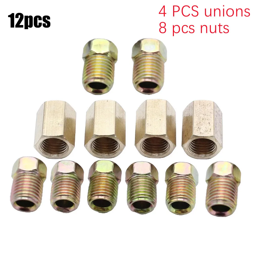 

12X 3/8" - 24 Thread Aortment Brake Line Fitting For 3/16" Pipe Brake Pipe 2 Qty 2 Way Female Connector With 4 M10 10mm Male Nut