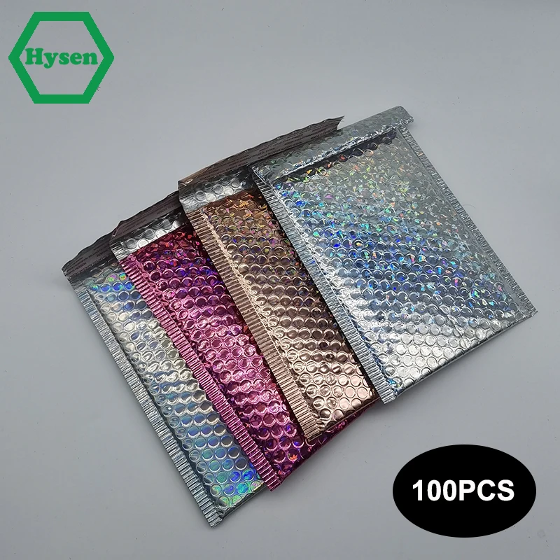 Hysen Bubble Mailers 100 pcs Free Shipping Packaging for Jewelry Strong Adhesive Foil Glitter Bubble Lined Padded Envelopes