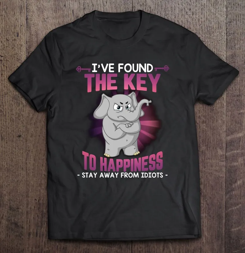 

Grumpy Elephant Ive нашли ключ к счастью, оставайтесь подальше от идиотов, мужские футболки, рубашка на заказ, аниме для мальчиков, Спортивная рубашк...