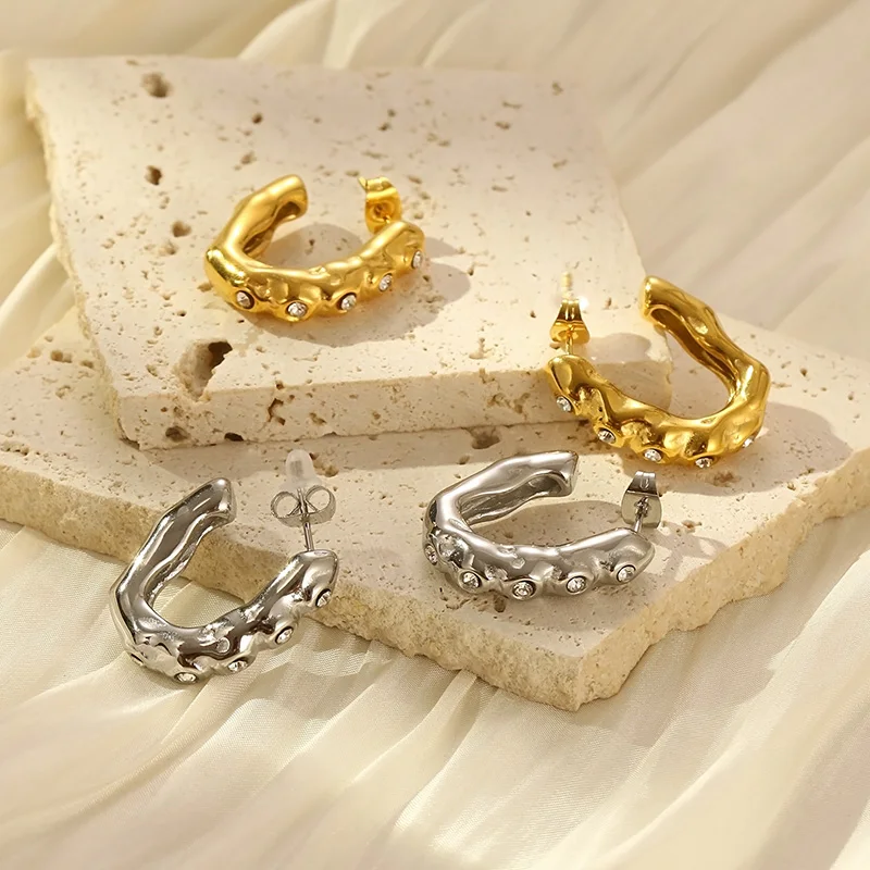 Уникальные геометрические кольца из нержавеющей стали женские серьги