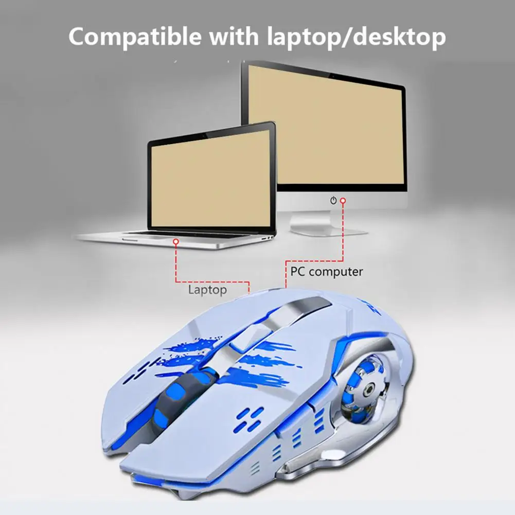 Легкая стильная светящаяся USB оптическая мышь 1600DPI прочная беспроводная с 6