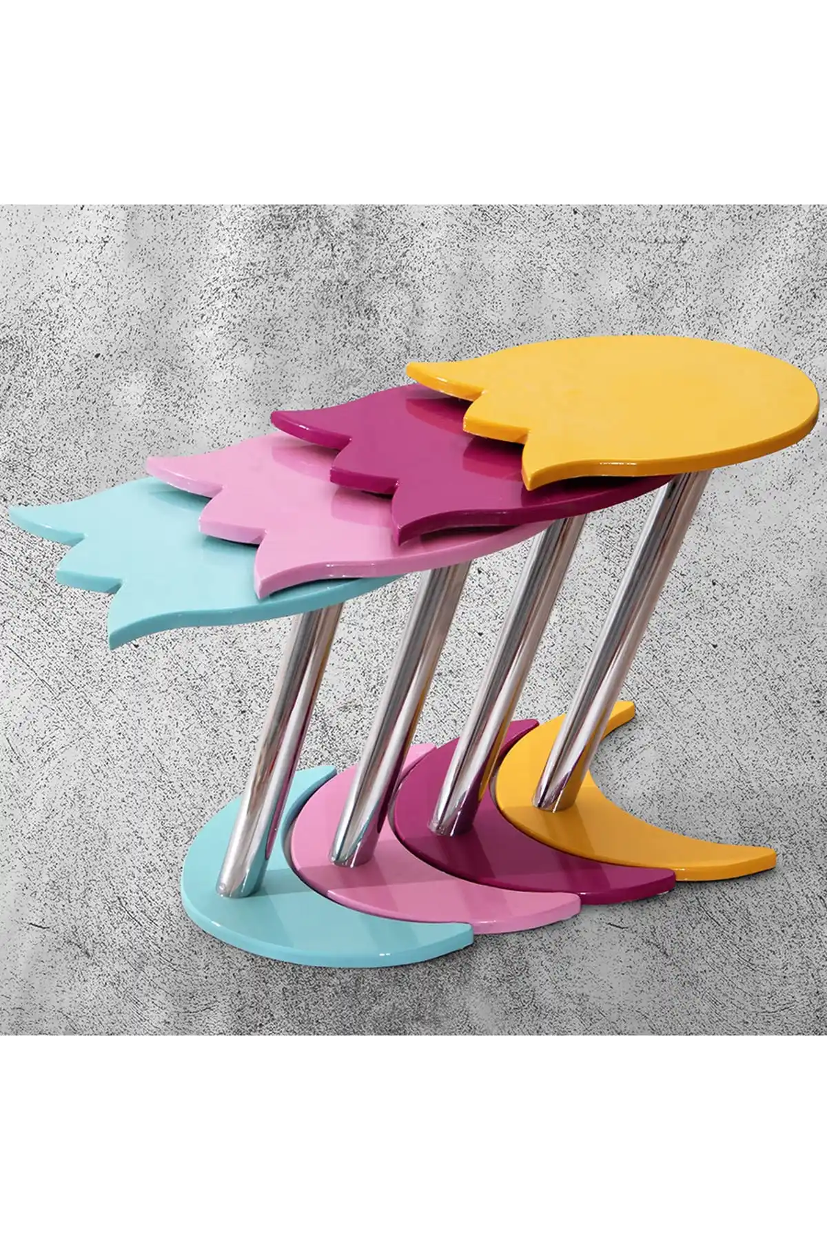 

Modern 4 Pcs Lalezar Zigon coffee table-Yellow-Fuchsia-Pink-Turquoise coffee tables table basse furniture living room table