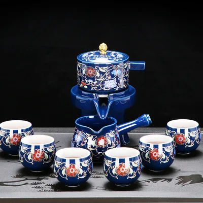 

Creativity Ceramic Automatic Tea Set Anti-scald Design Rotate Teapot Flow Out Water High-endTea Set for Wedding Gift