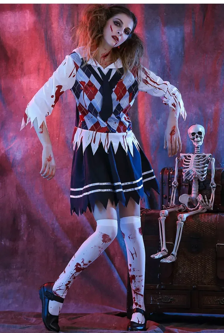 Хэллоуин Школа Ужас Зомби Косплей Женский Призрак Вампир Маскарад Костюм Смерти