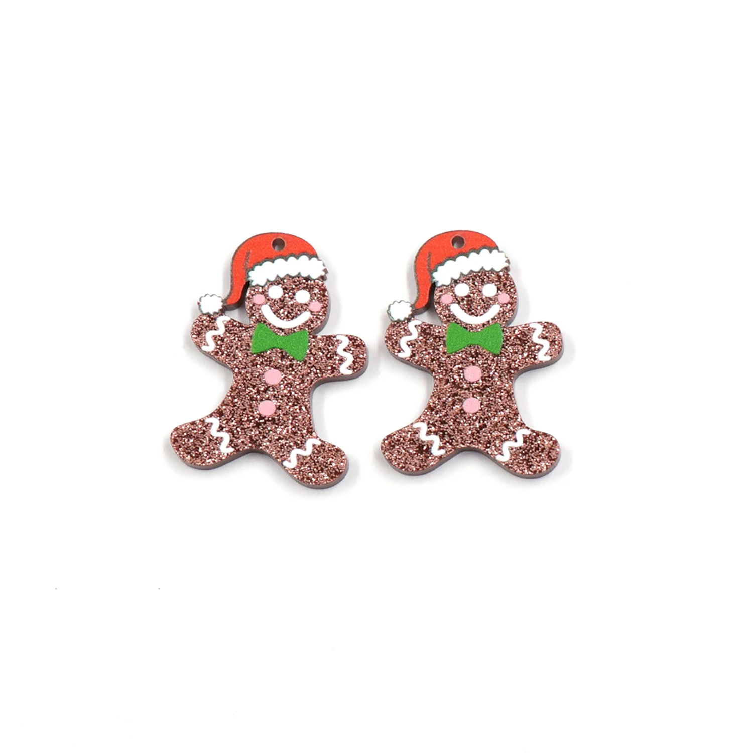 

10 шт. Пряничный хлеб для висячих сережек, рождественские праздничные серьги с Санта-Клаусом, акриловые ювелирные аксессуары