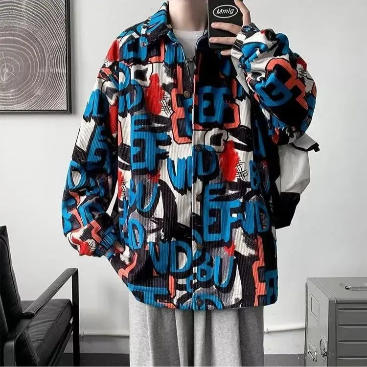 All Match Versatile Spring Autumn Fashion Men's Solid Casual Shirt Loose Pockets Letters Jacket Coat Cool Boy Soft Flower Warm
