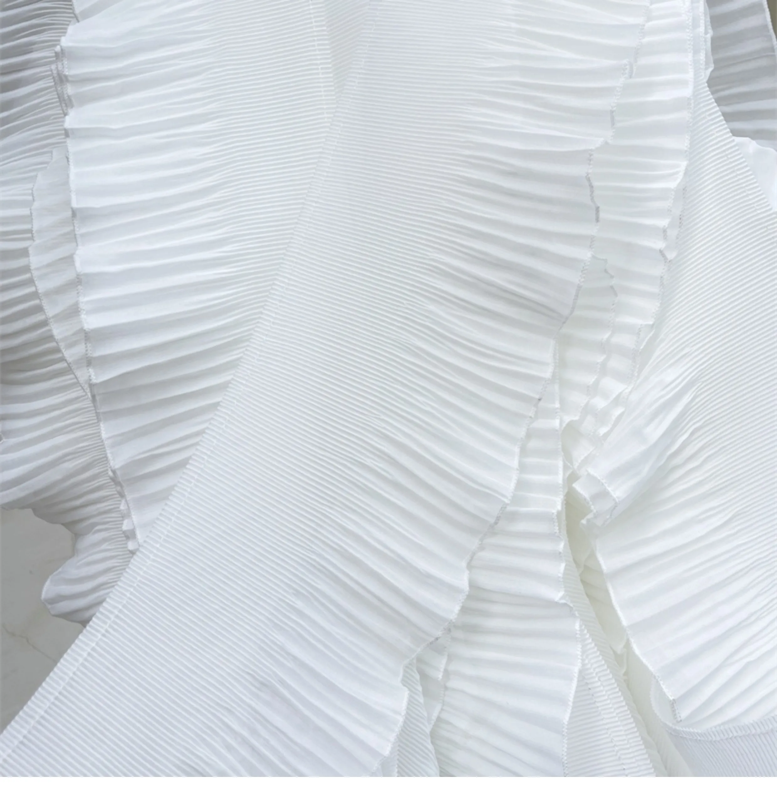 Шифоновая 3D плиссированная кружевная ткань лента с оборками и бахромой платье