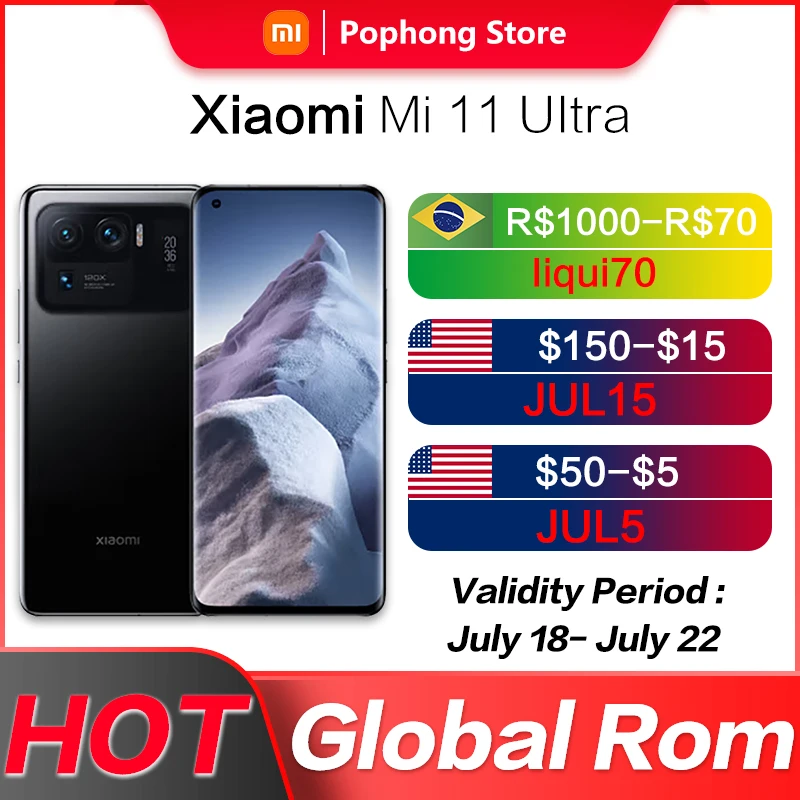 Global ROM Xiaomi Mi 11 Ultra SmartPhone 2K AMOLED Screen Snapdragon 888 Octa Core up to 67W Fast Charge NFC 50MP Triple Camera