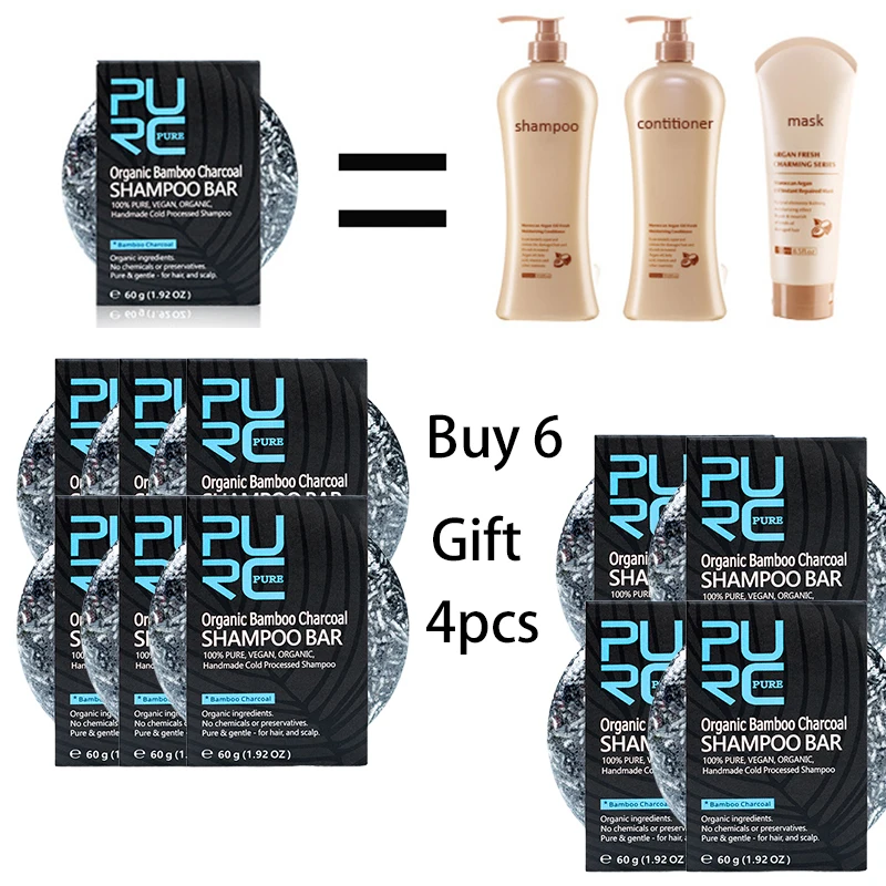 PURC Natural Organic Hair Darkening ShampooBar Repair Gray White Hair Color Dye Face Hair Body Conditioner Handmade Shampoo Care