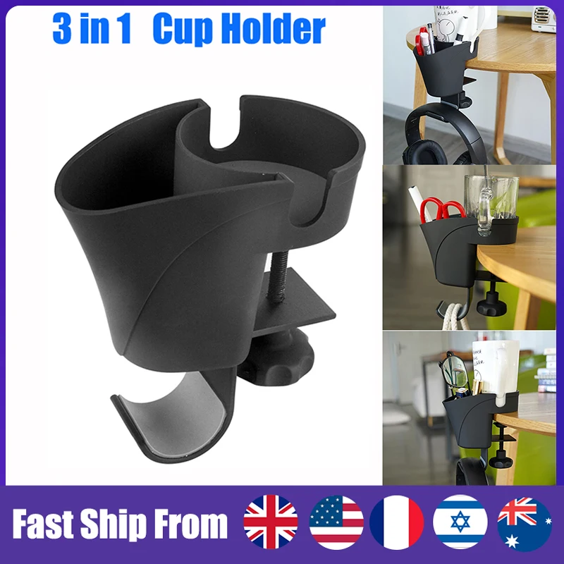

3 in 1 Desk Organizers Gaming Headset Desk Pencil Holder Storage Mug Cup Holder Headphone Stand Space Saving Office Accessories