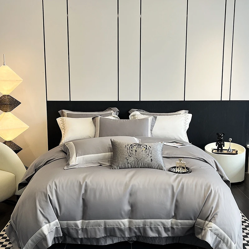 

100S Egyptian Cotton Luxury Bedding Set Queen King Size Duvet Cover Set Quilted bedspread Or Flat/Fitted Bed Sheet Pillowcases