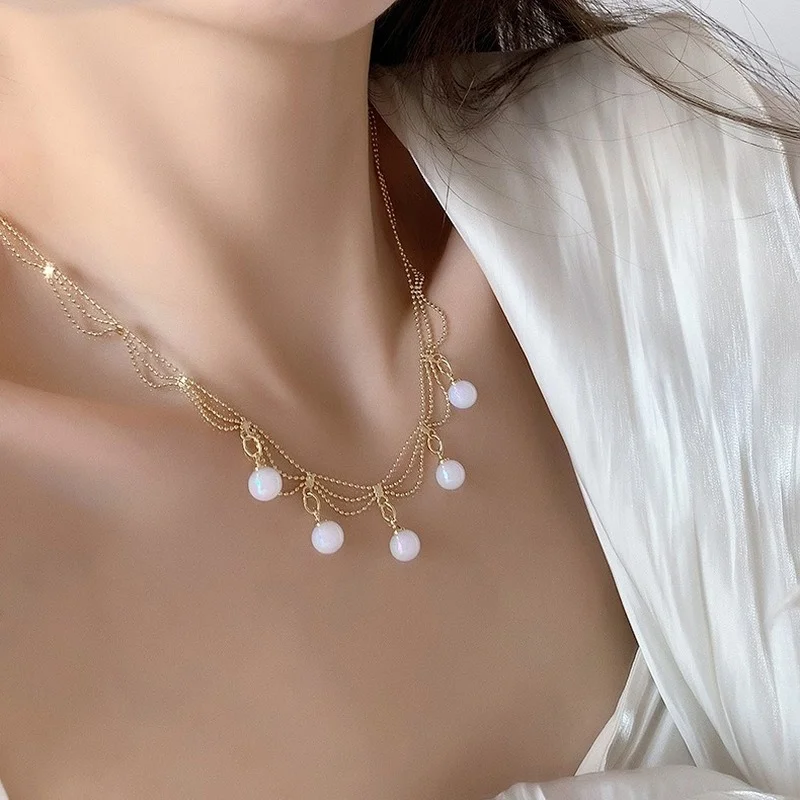 2022 искусственная жемчужная кисточка цветок элегантная сказочная цепочка на