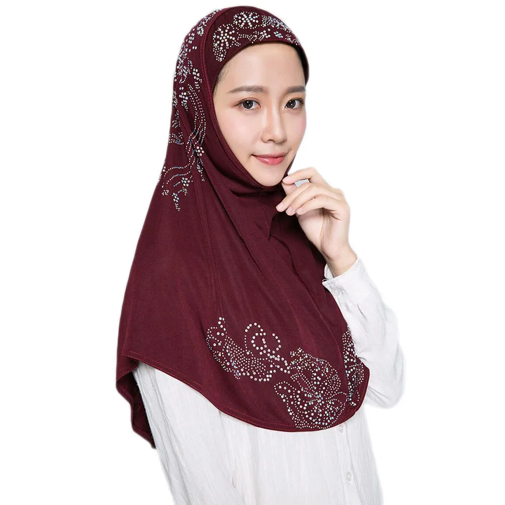 

Высокое качество, средний размер 70*60 см, мусульманский хиджаб Amira с фотоэлементами, тянущийся мусульманский шарф, головной платок, молитвенные шарфы Khimar Niqab