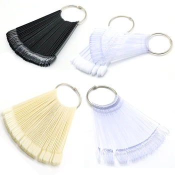 투명 네이처 네일 아트 디스플레이 오벌 팬 스타일 네일 견본, 연마 스탠드 팁, 매니큐어 액세서리 도구, 가짜 팁, 50 개