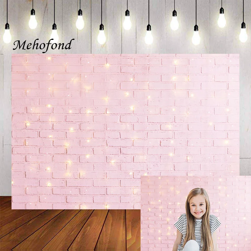 Фон для фотографии Mehofond с блестящей золотой и розовой кирпичной стеной для украшения дня рождения, свадьбы, детской фотосессии в студии.