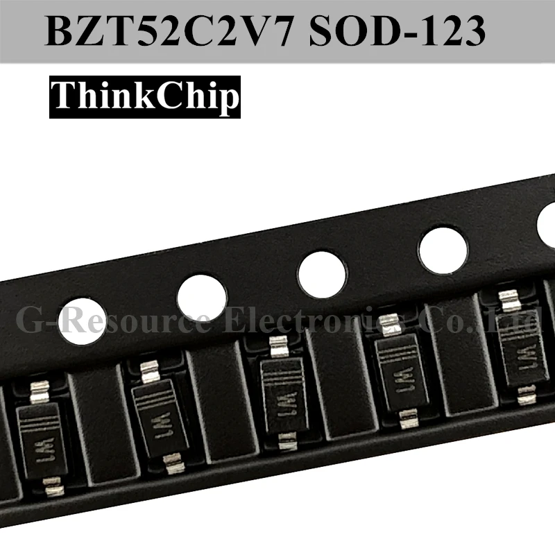 

(100 шт.) BZT52C2V7 SOD-123 SMD 1206 диод со стабилизацией напряжения 2,7 в (маркировка W1)