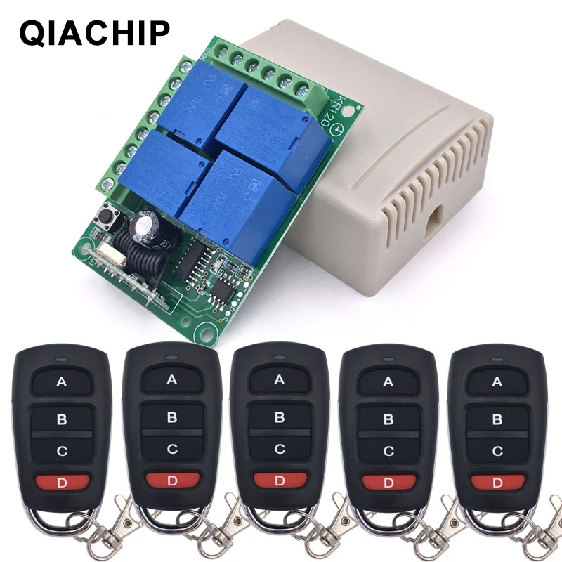

433MHz Universal Wireless Remote Control DC12V 4CH Relay Receiver Module RF Switch For Gate Garage Opener rf switch module