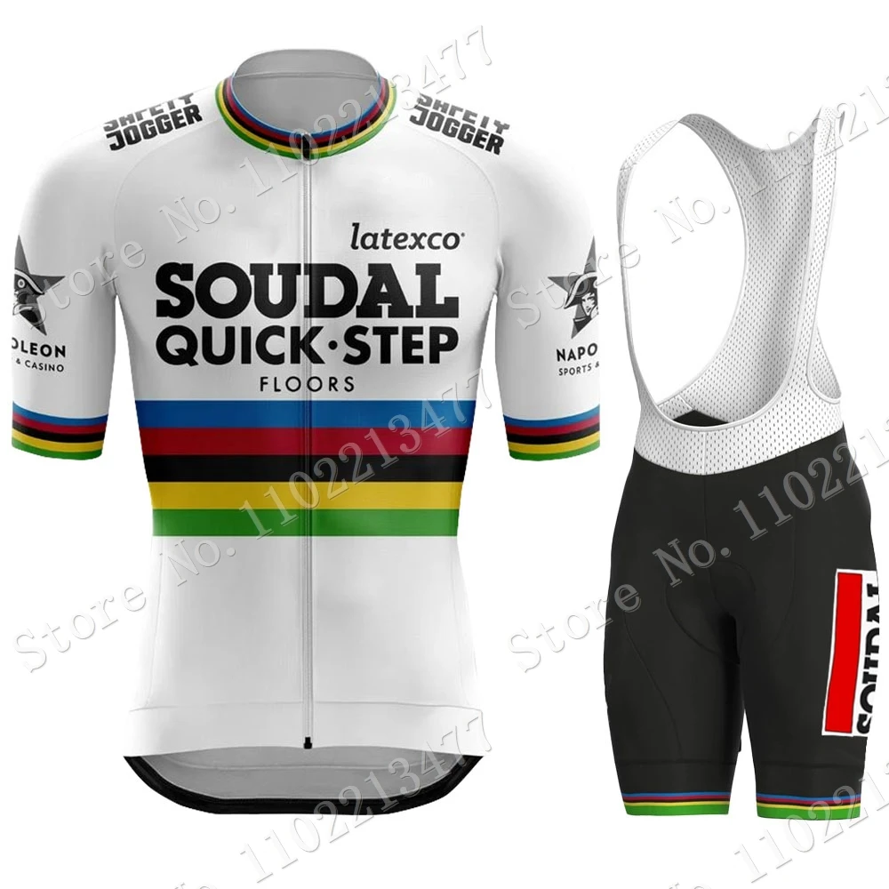 2023 Soudal Quick Step Team Cycling Jersey Set Mens World Champion Clothing Summer Road Bike Shirts Suit Bicycle Bib Shorts Ropa