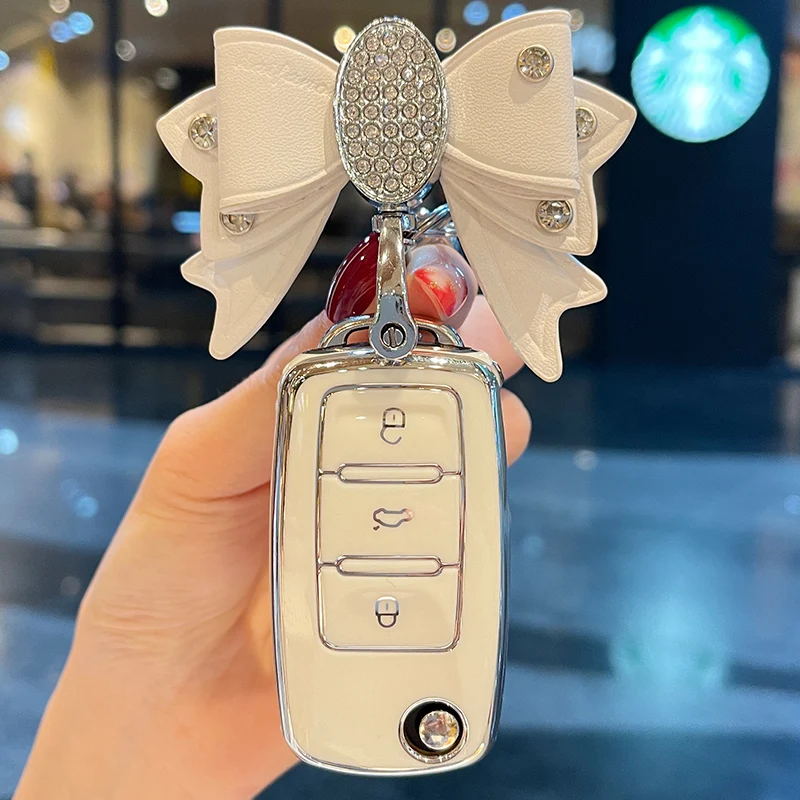 

Bow Car Key Case Cover For VW Volkswagen Golf 5 6 7 8 Polo Mk6 Gtd Mk7 Mk4 Mk5 Skoda Fabia Octavia Seat Ibiza Leon Touran Jetta