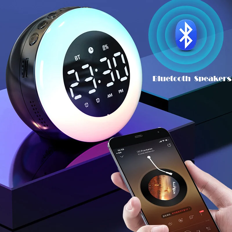 Новинка 2023 г. Bluetooth-колонка будильник красочная подсветка музыкальный плеер