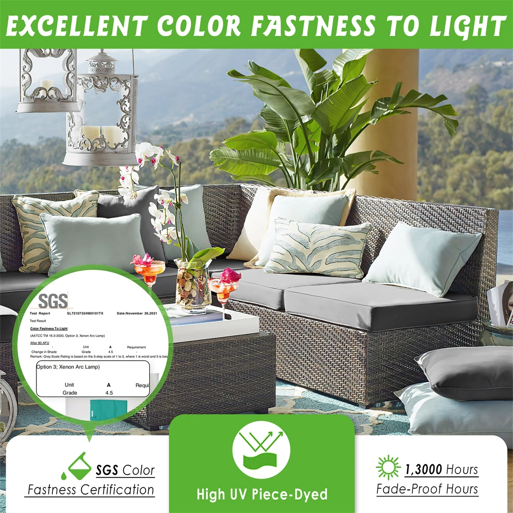 

NICETOWN Waterproof Patio Cushion Covers with Zipper Square Outdoor Seat Slipcovers Sofa Couch Furniture for Outdoor Indoor