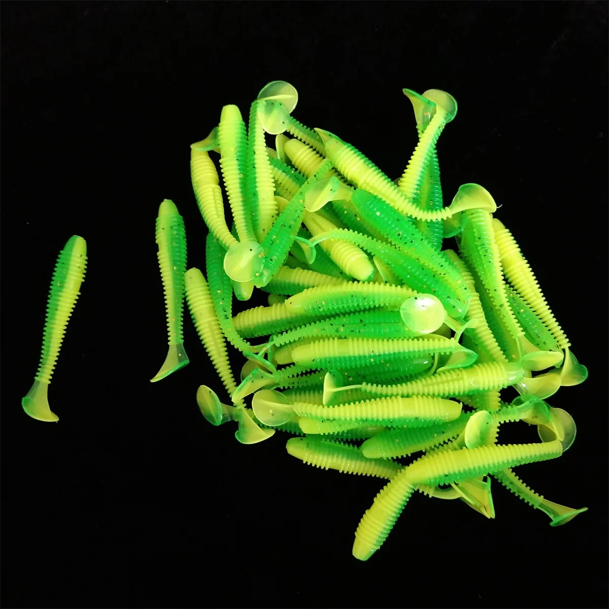 

Swolfy 100pcs Soft Plastic Fishing Lure 35mm Micro Tail Jerking Swimming Drop Shot Lure Shad Bait Freshwater Saltwater Pesca