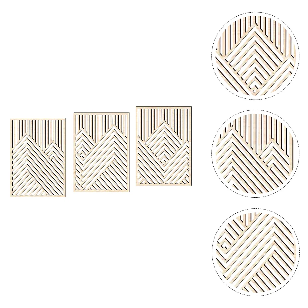 

3 Pcs Wall Sticker Wooden Decor Art Home Accents Living Room Craft Decorative Abstract Rustic Mountains Panel Crafts