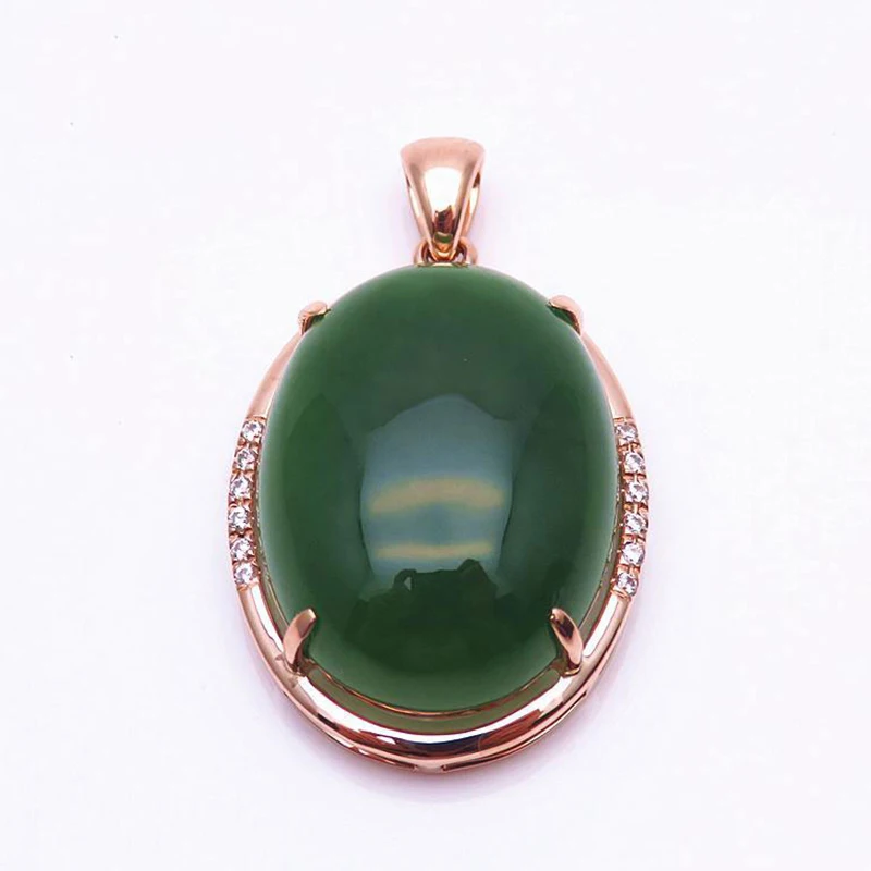 

Ожерелье из розового золота 585 пробы с натуральным халцедоном и зеленым шпинатом