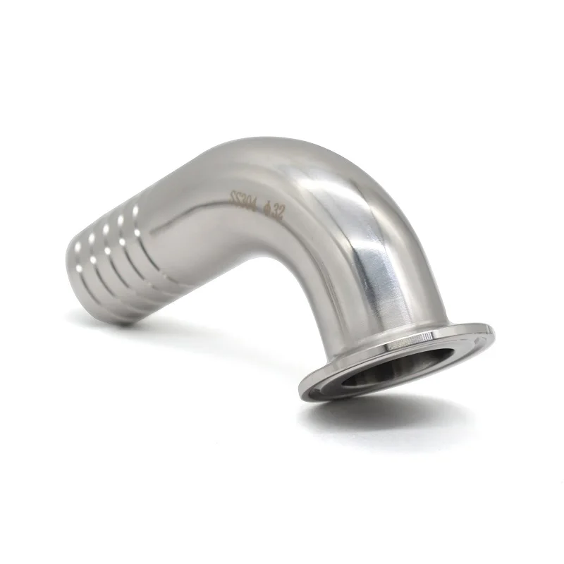 

12.7/14/16/19/25/32/38/45/51/mm OD SS304 Sanitary Hose Barb Fitting 1.5" 2" Tri Clamp 50.5mm/64mm Ferrule 90 Degree Elbow