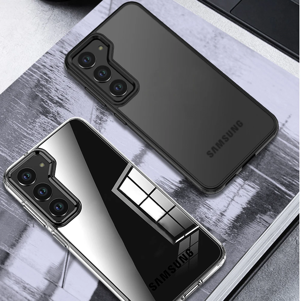 Прозрачный чехол для телефона Samsung Galaxy S24 Ultra + мягкая силиконовая рамка из ТПУ