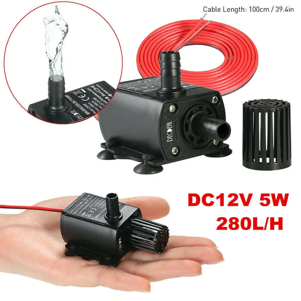 

DC 12V 280L/H 5W Brushless Submersible Water Pump For Aquarium Pond Fish Tank Accessories Electric Water Circulation Fountain