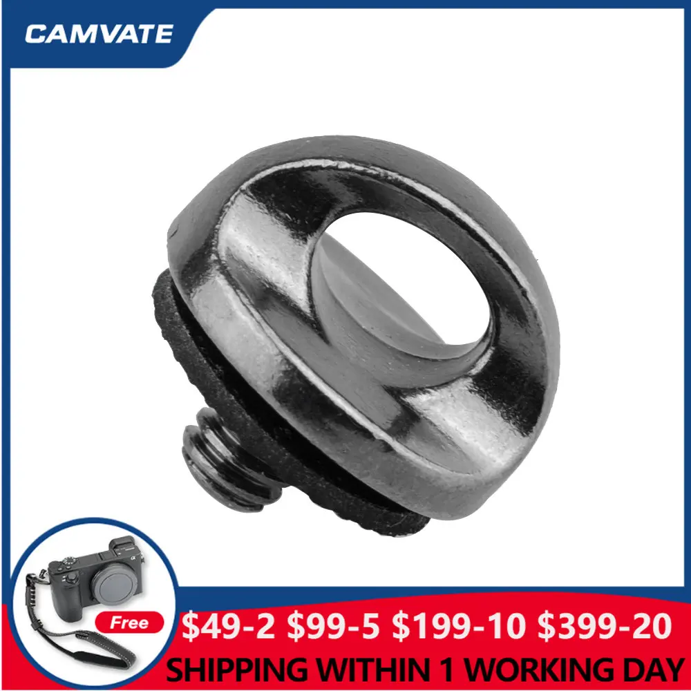 

CAMVATE 2 Pieces Standard 1/4"-20 Tripod Socket Thread Screw Connector Adapter For DSLR Camera Shoulder Sling Strap Connecting