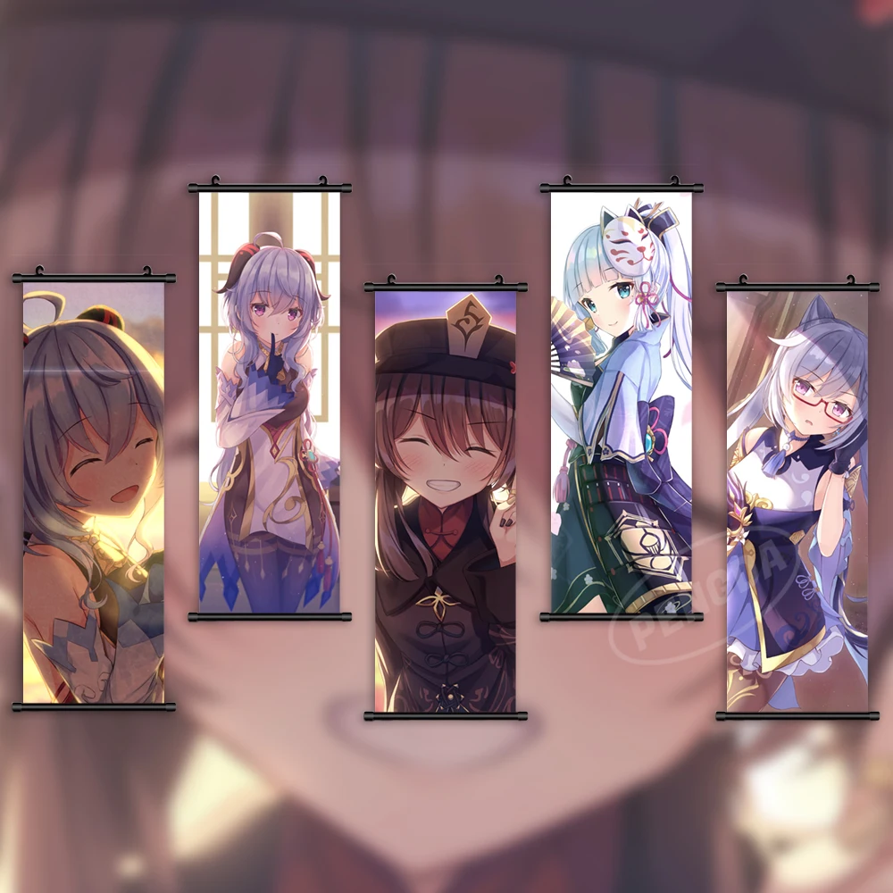 

Canvas Home Decor Genshin Impact Wall Artwork Kamisato Ayaka Painting Keqing Hanging Scrolls Beelzebul Print Game Picture Poster