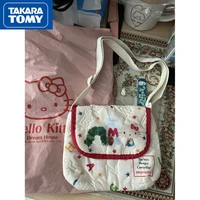 takara tomy hello kitty 2022 new girl embroidery cute and sweet large capacity bag cover underarm bag adjustable messenger bag