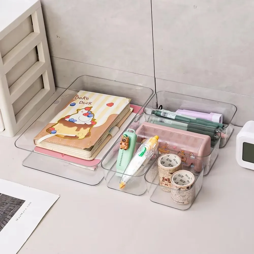 Прозрачный ящик для хранения вместительный органайзер косметики Настольный