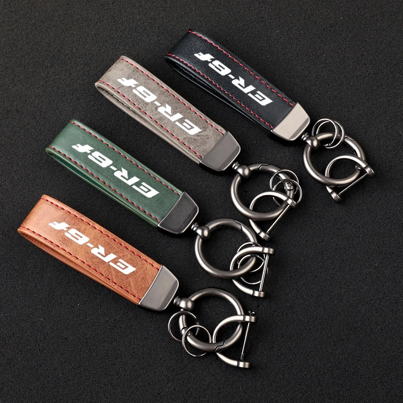 

Premium material leather motorcycle key ring chain for KAWASAKI ER6F ER-6F with Logo car Accessorie