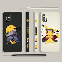 pikachu cute anime for samsung galaxy a73 a53 a33 a52 a32 a22 a71 a51 a21s a03s a50 4g 5g liquid left rope silicone phone case