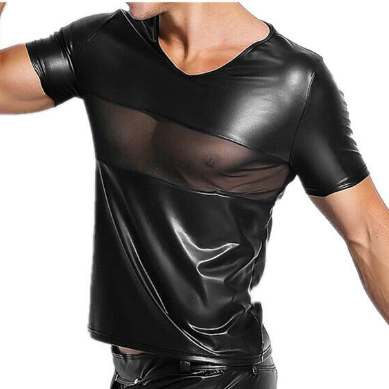 Сексуальное нижнее белье для мужчин сетчатая рубашка топы футболка геев