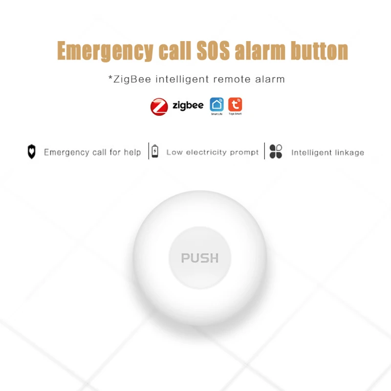 

Беспроводная кнопка вызова Zigbee Tuya, кнопка SOS/Аварийная кнопка Smartlife/Tuya, дистанционное управление для умного дома, требуется шлюз Zigbee