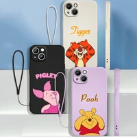 disney winnie the pooh and tigger for apple iphone 13 12 11 pro max mini xs xr x 8 7 plus liquid rope phone case capa cover