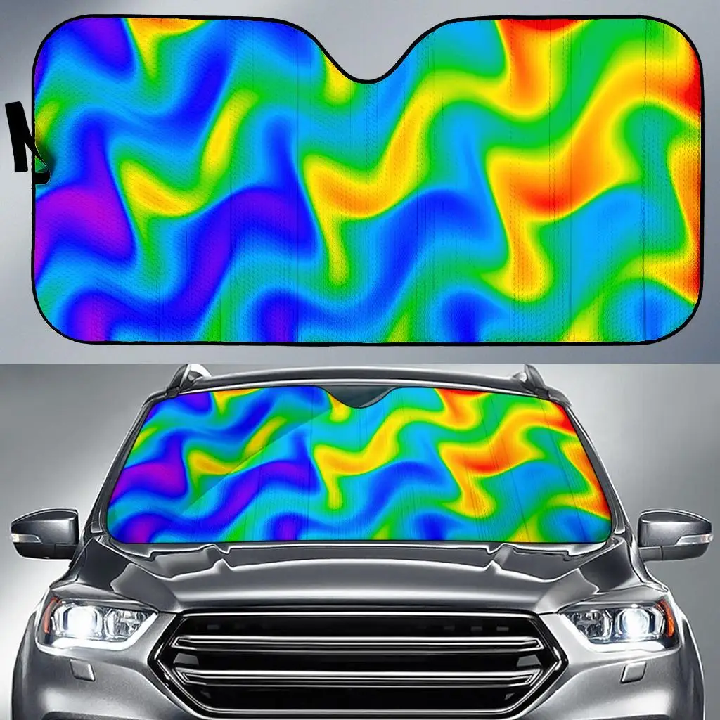 

Rainbow Psychedelic Trippy Print Car Sun Shade